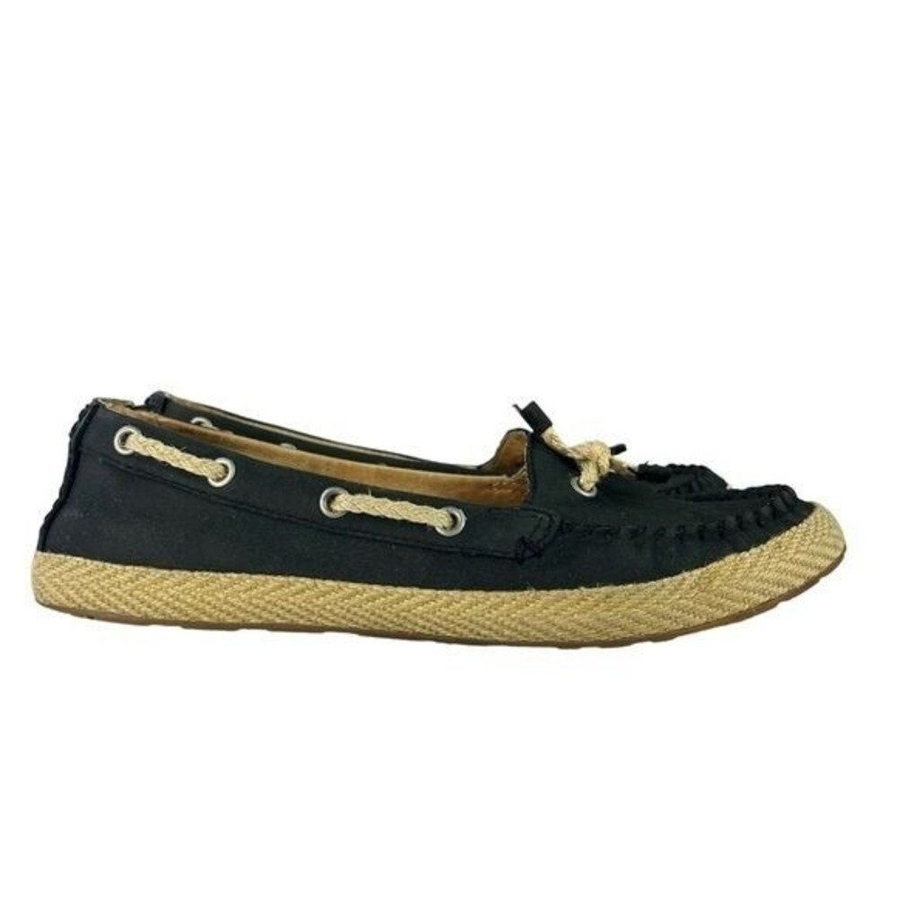 UGG Chivon Womens 7.5 Black Espadrille Moc Toe Slip On Boho Casual Coastal Shoes